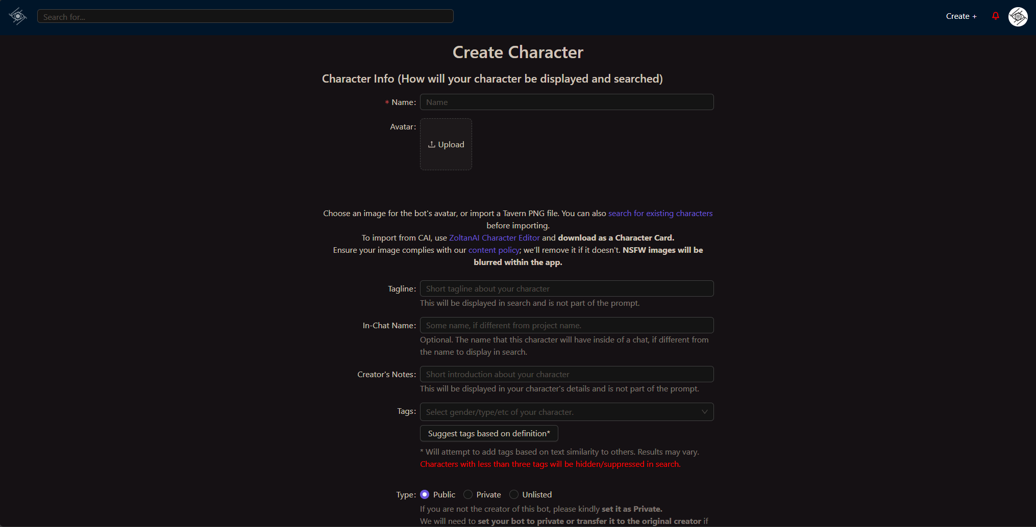 Character Creator 截图